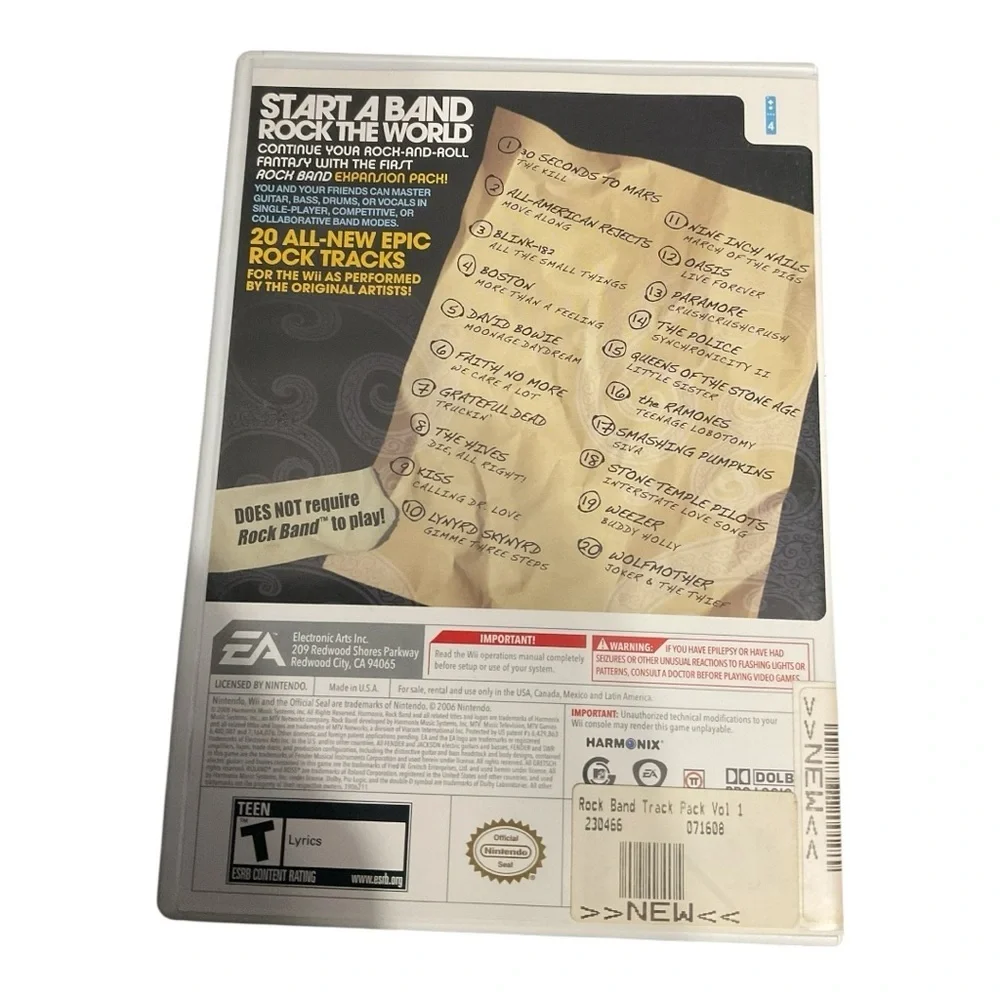 Rock Band Track Pack Volume 1 Nintendo Wii Complete